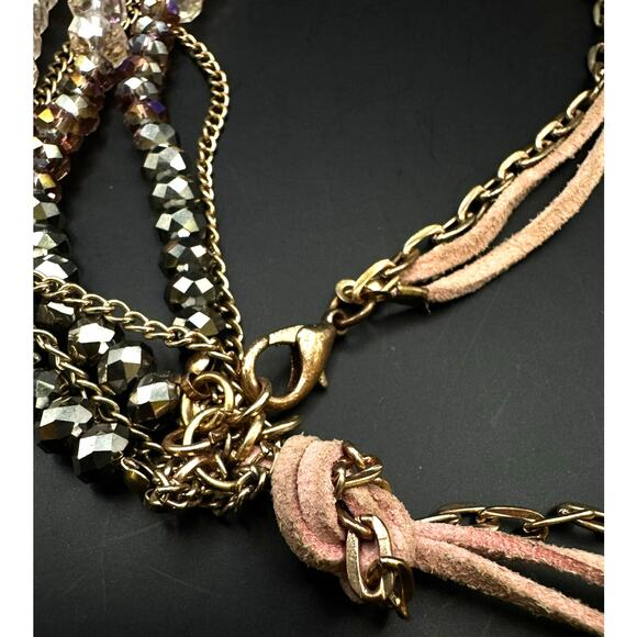 Ali Khan New York Pink, Purple and Grey Crystal Beaded Necklace - Picture 7 of 10